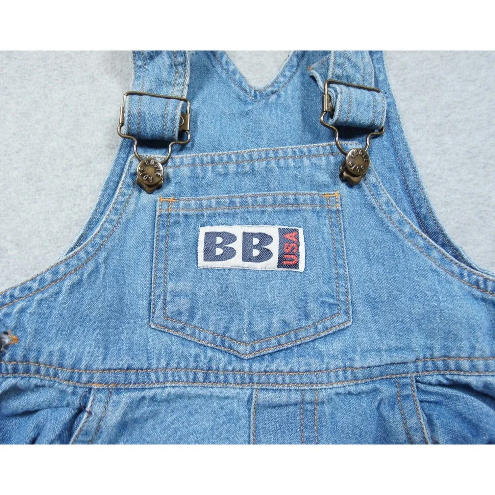 Vintage Bugle Boy Overalls 12 Months Blue Denim Jean Kids Toddler USA Flag